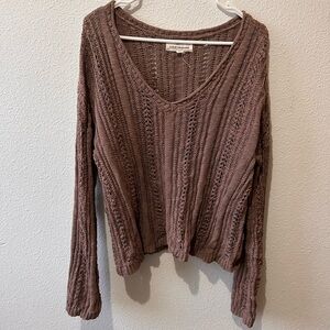Lucky Brand Open-Knit V-Neck Sweater